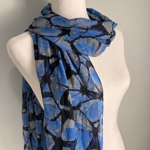 Blue sheer butterfly scarf shawl from brooks brothers - Picture 4 of 8
